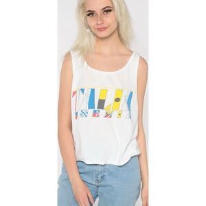 90”s Silver Sport  Italy Sleeveless Tourist Graphic  Retro Europe Travel T-Shirt